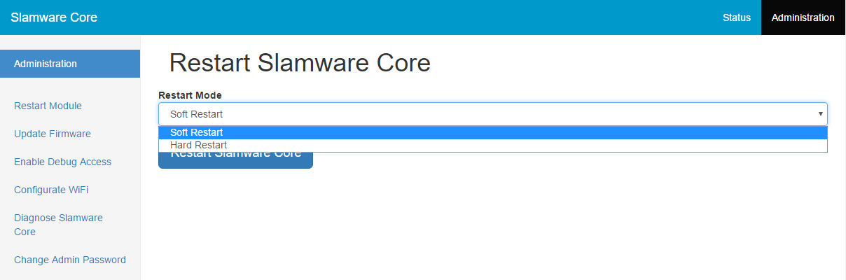Slamware文档 > KBSW180153 SLAMWARE Web Portal Function Overview > 5. Restart Module Page 2.png